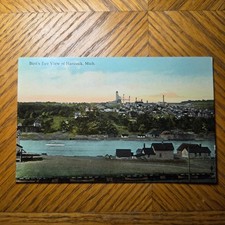 Birds Eye View of Hancock Mich  FM Kirby Postcard 1912 Handwritten MI History picture