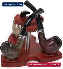 Solid Natural Rosewood Tobacco Smoking Pipe Stand Holder for 3 Pipes picture