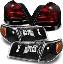 - for Ford Crown Victoria Black Headlights Repalcement Pair + Dark Red 2 Bulb So picture