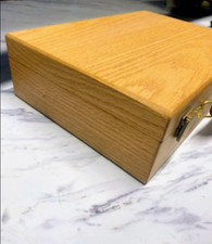 NEW Oak Wood 300 Poker Chip Case Box w/ 3 Removable 4-Row Handle Trays Premium picture