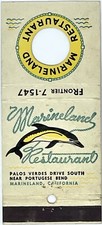 Vintage 1950s Marineland Restaurant Porpoise Room Bar California Matchbook Cover picture