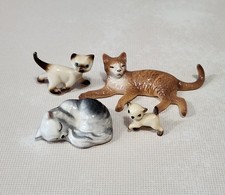 HR Hagen Renaker Lot of 4 Miniature Cat Kitten Figurines Sleeping Orange Siamese picture