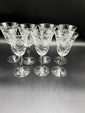 Vintage Gorham Etched Floral Crystal Water Wine Goblets 7.5” Set of 7 picture