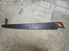 Vintage Warranted Superior Crosscut One Man Logging Saw Wood Handle 41 