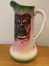 Antique KT&K Co. Bulldog Large Cider Pitcher Jug Semi Porcelain Ironstone 1890s picture