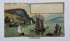 1870's-80's Victorian Trade Card Fort Lee , NJ Harbor Scene Ships, Die Cut A223 picture