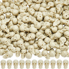 200Pcs Small Resin Skull Heads Miniature Gothic Figurines Mini Tiny Halloween picture