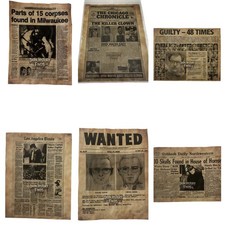 Serial Killers Newspaper Headlines 6 Pack/ Featuring ￼ Six Notorious Killers picture