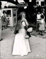 LG102 1957 Original Ray Fisher Photo ST THERESA CHURCH GIRL EATING COTTON CANDY picture