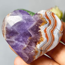 Mexican Amethyst Crazy Lace Agate Crystal Heart Mineral Specimens Home Decor picture