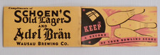 Schoens Old Lager, Adel Brau, Wausau Brewing Co., Wausau, Wis. Bowling booklet picture