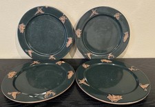 Frankoma Sportsman Deer Hunter Forest Green 10.5” Dinner Plates - Set of 4 READ picture