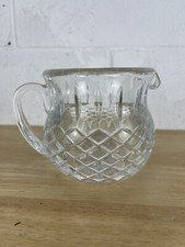 Vintage Diamond Cut Clear Glass Pitcher Very Heavy picture
