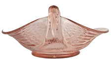 Fenton Art Glass Pink Swans Double Handle Candy Dish 7.75