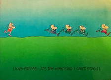 1980s Vintage Ambassador Greeting Card / Poster – Humorous Fitness Cartoon NOS picture