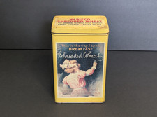 Vintage Yellow Nabisco Shredded Wheat Metal Advertising Tin Kitchen Decor picture