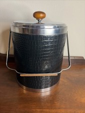 Vintage MCM KROMEX Chrome and Faux Black Alligator Leather Ice Bucket picture
