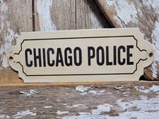 VINTAGE CHICAGO PORCELAIN SIGN OLD POLICE COPS CPD picture