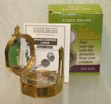 NIB Essex Large Brass Compass w/ Mirror & Sine Chart 42433 Made in India picture