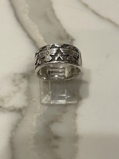 Vintage Navajo Style Eagle Sterling Silver Thunderbird Wide Band Ring Size 6.5 picture