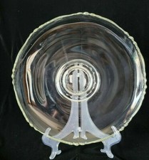 Large Platter Clear Glass Flat Centerpiece Bowl Footed w/ Rim Cake Plate Globs picture