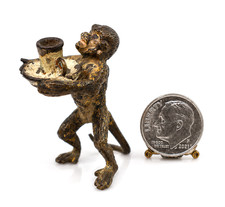 Antique Miniature Vienna Cold Painted Bronze Monkey Butler Bergmann 1.5