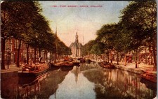 Antique Postcard Turf Market The Hague Holland Canal View Unposted picture