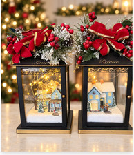 Thomas Kinkade Sparkle of Season Love Rejoice Lighted Lanterns Set of 2 w/Tags picture