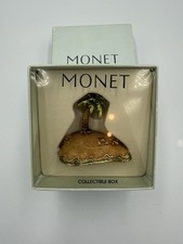 MONET PALM TREE COLLECTIBLE TRINKET BOX MNRUL532 GOLD TONE ENAMEL ORIGINAL BOX picture