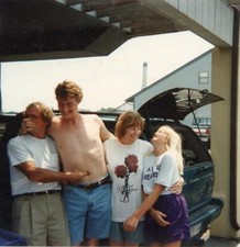 Vtg 1990s Funny Found Photo Shirtless Poking Belly Button Laughing Snapshot picture