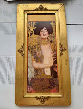 Antique ART NOUVEAU Gold Gilt Wood Picture Frame 22” w/ Print Circa 1910 picture