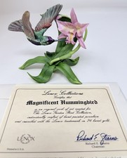 1992 Lenox Magnificent Hummingbird Garden Bird Collection Figurine Pink Orchid picture