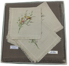 Provincial Arts California Boxed Set Tablecloth Napkins Set Hand Painted Birds picture