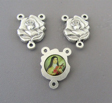 3 pc ROSE Shape Center St Saint Therese Theresa ITALY Rosary Centerpiece E120 picture