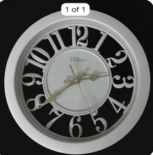 Waltham Wall Clock White Gold Large Open Face Decorative Quartz Battery Works picture