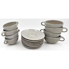 RARE Raymor Roseville Beach Gray Cup/Saucer Set of 8 Ben Seibel 1952-1954 picture
