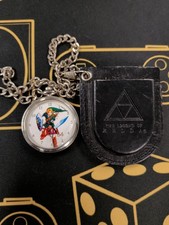 THE LEGEND OF ZELDA 1998 N64 NINTENDO POCKET WATCH WITH CHAIN AND HOLDER VINTAGE picture