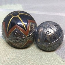 Antique Japanese Obidome Sash Clip Mari Ball Metalwork Kimono Obi Accessory picture
