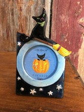 vtg Lady Jane Ltd Halloween Photo Frame Cat Broom 2.5