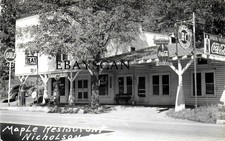 NICHOLSON PA RPPC- MAPLE / FRANK's RESTAURANT - GAS STATION - COCA COLA SIGNs picture