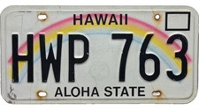 *BARGAIN BIN*  Hawaii Rainbow License Plate #HWP 763 picture