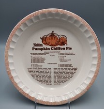 VINTAGE WATKINS PUMPKIN CHIFFON PIE PLATE WITH RECIPE 1981 picture
