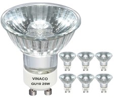 Vinaco GU10+C 120V 25W Halogen Bulbs, 6Pack 6 Count (Pack of 1), Clear Glass picture