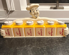  vintage 1950s plastic spice rack w/ matching canisters picture