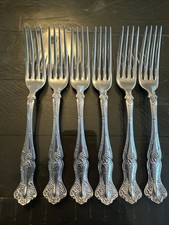 6  Silver Plate Plated Rogers Bros  flatware Vintage Grape Dinner Forks lot picture