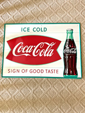 1950's Coca Cola Fishtail Tin Sign picture