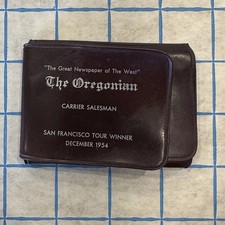 VTG Oregonian Newspaper Salesman Promo Business Card Holder Advertising 1950’s picture