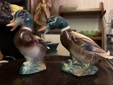 NICE Vintage Set 2 Royal Copley Ceramic Ducks Mallards 1950’s  Green Brown picture