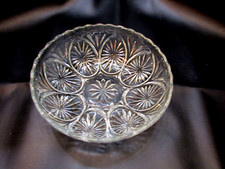 Vintage Clear Anchor Hocking EAPC Presscut Oatmeal Glass Cameo 3x8 Serving Bowl picture