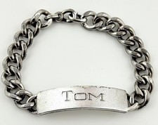 Forstner 925 Sterling Silver Mens Bracelet Name TOM Engraved Chain Link 8